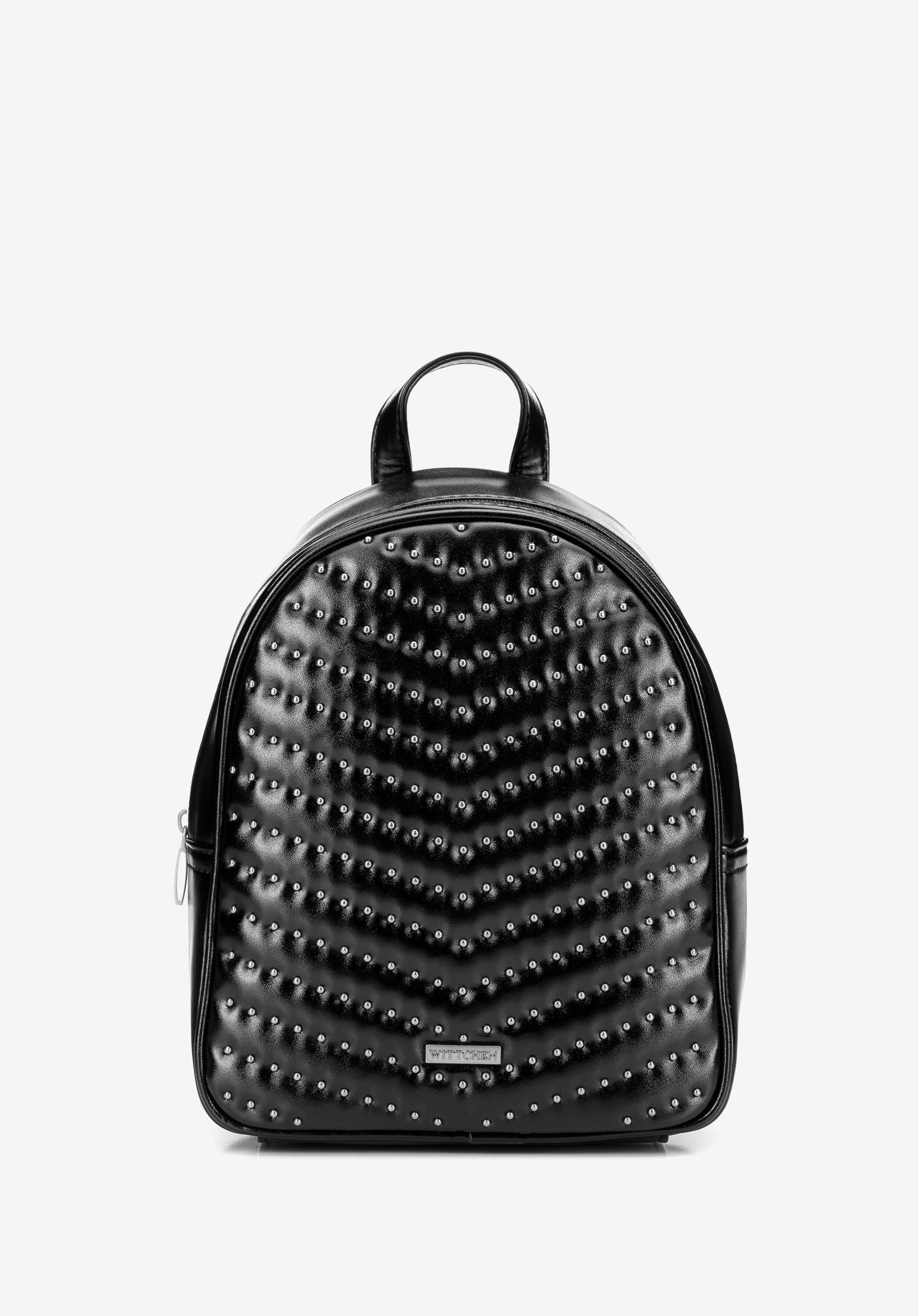 Rucsac de damă din piele ecologică cu ținte, negru - grafit, 101-4Y-425-1G, Fotografie 1