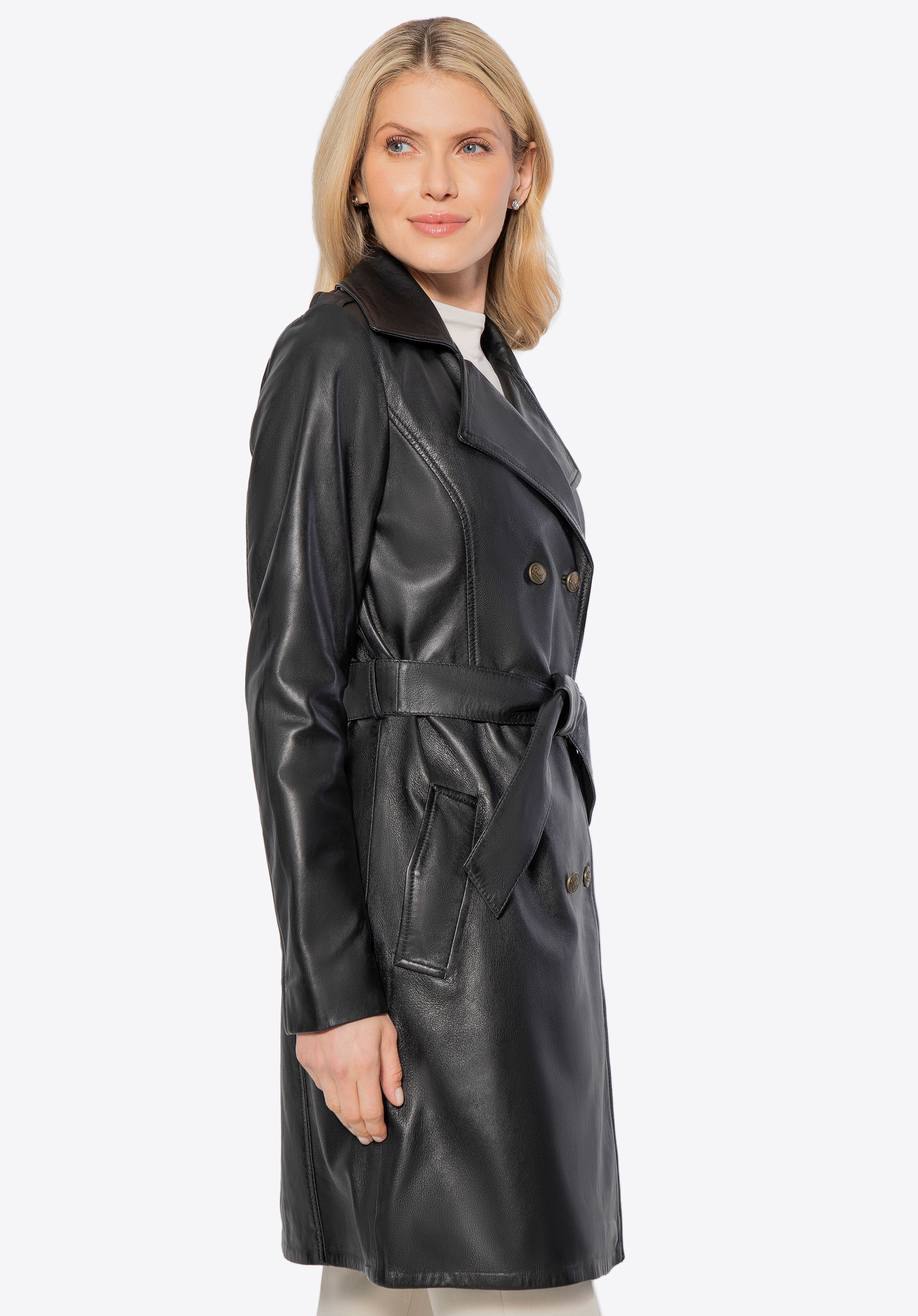 Haină din piele, negru, 100-09-406-1-L, Fotografie 1