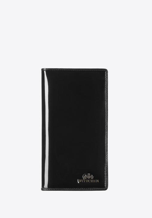 Husă de pașaport din piele lăcuită, negru, 14-2L-200-N, Fotografie 1