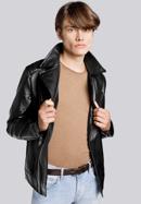 Jachetă clasică de motociclist din piele ecologică pentru bărbați, negru, 93-9P-112-1-S, Fotografie 4