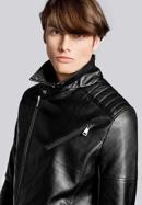 Jachetă clasică de motociclist din piele ecologică pentru bărbați, negru, 93-9P-112-1-3XL, Fotografie 8