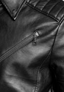 Jachetă clasică de motociclist din piele ecologică pentru bărbați, negru, 93-9P-112-1-S, Fotografie 9