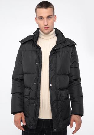 Jachetă de puf matlasată pentru bărbați, cu glugă, negru, 97-9D-451-1-L, Fotografie 1
