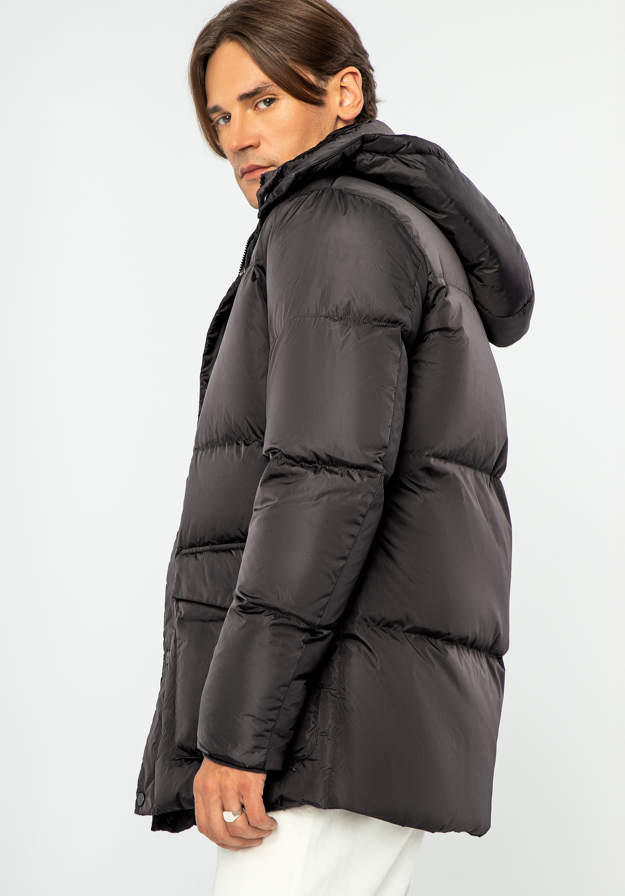 Jachetă matlasată pentru bărbați cu glugă, negru, 99-9D-450-1-XL, Fotografie 1