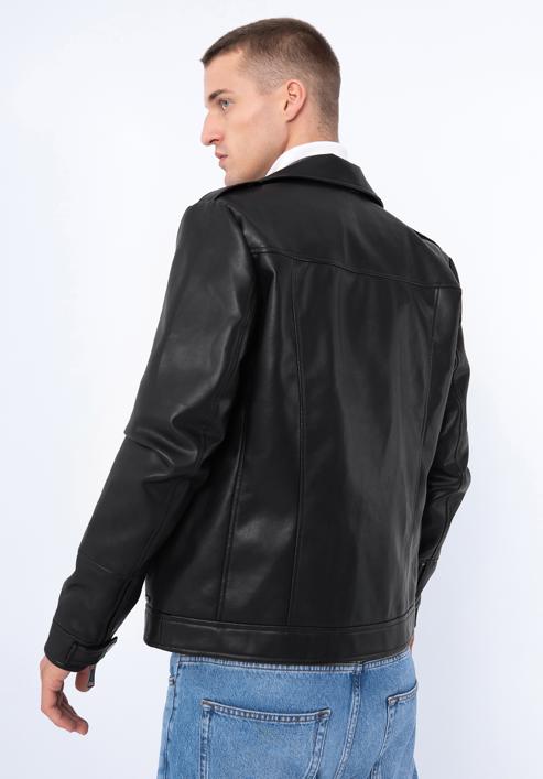 Jachetă bărbătească din piele artificială de motociclist, negru, 97-9P-154-3-S, Fotografie 18
