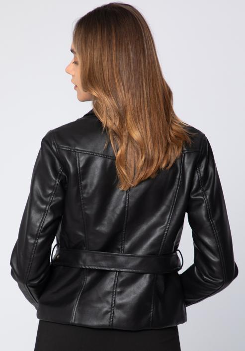 Jachetă biker din piele artificială pentru femei, negru, 97-9P-103-3-L, Fotografie 3