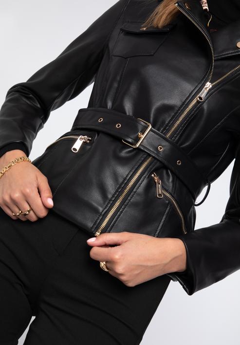 Jachetă biker din piele artificială pentru femei, negru, 97-9P-103-4-XL, Fotografie 5