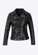 Jachetă biker din piele artificială pentru femei cu inserție matlasată, negru, 97-9P-102-P-S, Fotografie 20