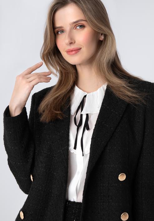 Jachetă boucle de damă, negru, 98-9X-500-P-S, Fotografie 5