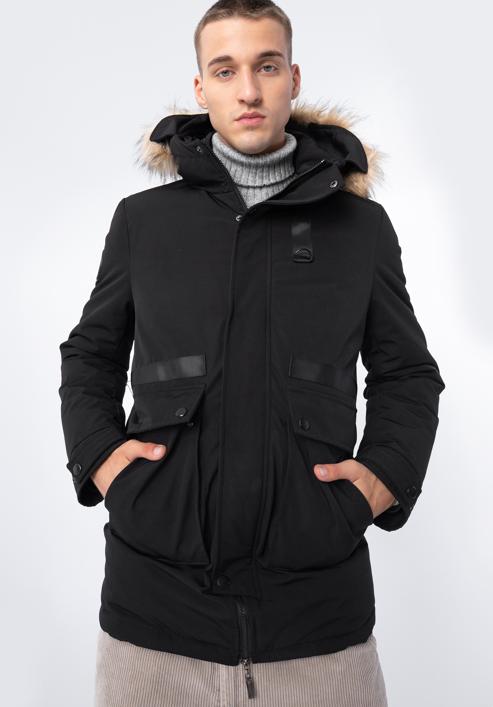 Jachetă căptușită pentru bărbați, negru, 97-9D-950-Z-L, Fotografie 1