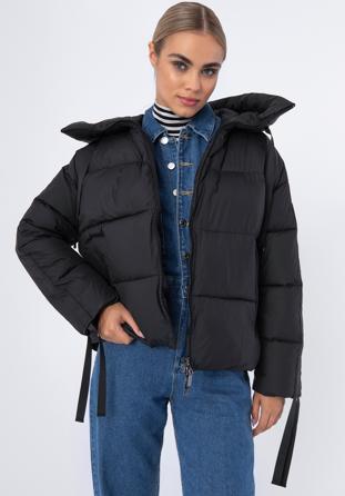 Jachetă de damă supradimensionată matlasată, cu manșete pe mâneci, negru, 97-9D-401-1-S, Fotografie 1