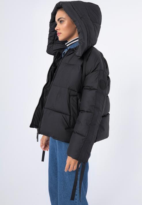 Jachetă de damă supradimensionată matlasată, cu manșete pe mâneci, negru, 97-9D-401-P-L, Fotografie 4