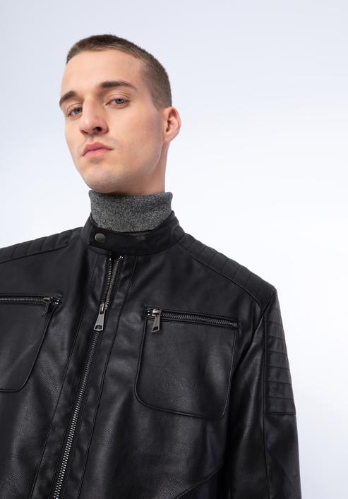 Jachetă din piele artificială pentru bărbați, negru, 97-9P-150-1-M, Fotografie 18