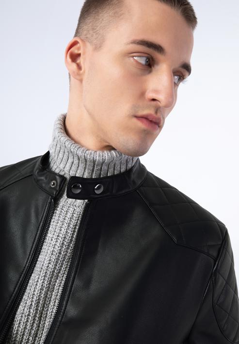 Jachetă din piele artificială pentru bărbați, negru, 97-9P-155-1-M, Fotografie 20