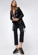 Jachetă din piele artificială pentru femei cu curea, negru, 97-9P-101-1S-M, Fotografie 5