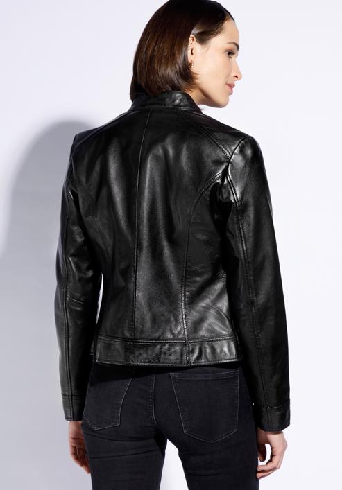 Jachetă din piele clasică pentru femei, negru, 96-09-803-1-L, Fotografie 5