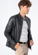 Jachetă din piele dreaptă pentru bărbați, negru, 96-09-850-N-M, Fotografie 2