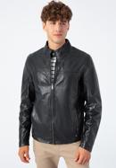 Jachetă din piele dreaptă pentru bărbați, negru, 96-09-850-N-XL, Fotografie 3