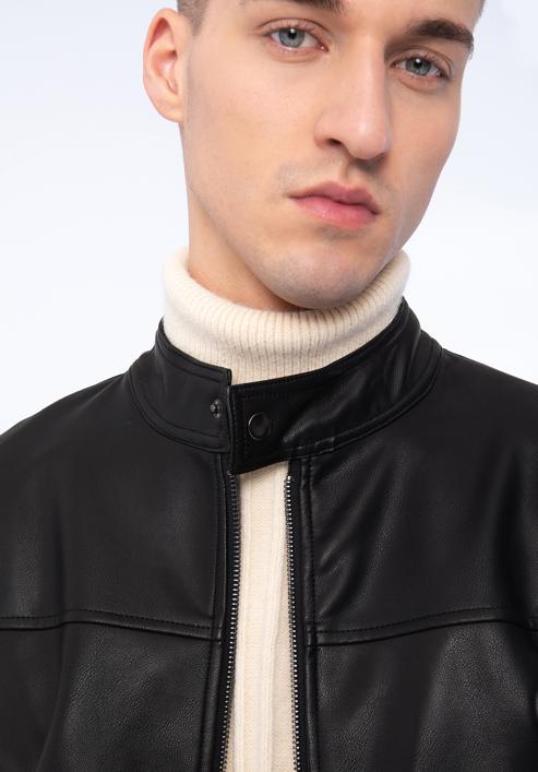 Jachetă din piele ecologică pentru bărbați, negru, 97-9P-153-1-2XL, Fotografie 19