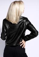 Jachetă din piele ecologică pentru femei cu nasturi de presă, negru, 96-9P-103-1-L, Fotografie 4