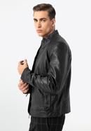 Jachetă din piele pentru bărbați cu cusături pe umeri, negru, 97-09-251-1-S, Fotografie 3