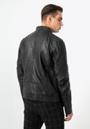 Jachetă din piele pentru bărbați cu cusături pe umeri, negru, 97-09-251-1-S, Fotografie 4