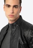 Jachetă din piele pentru bărbați cu cusături pe umeri, negru, 97-09-251-1-M, Fotografie 5