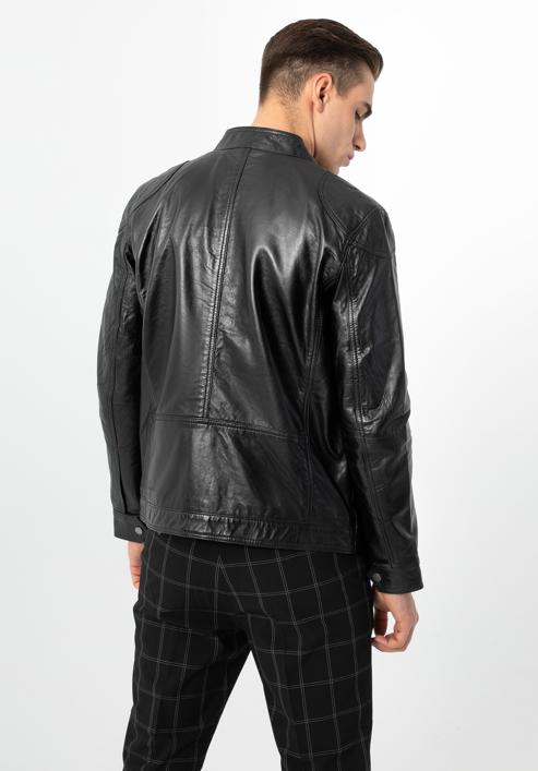 Jachetă din piele pentru bărbați cu umerii tăiați, negru, 97-09-250-N-L, Fotografie 6