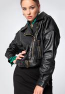 Jachetă scurtă de piele pentru femei, negru, 97-09-202-4-XL, Fotografie 1