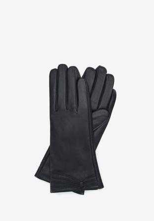 Mănuși damă din piele cu cusături, negru, 39-6L-224-1-M, Fotografie 1