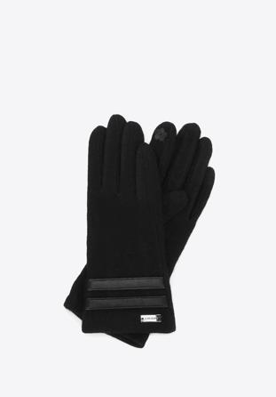 Mănuși de damă cu curea decorativă, negru, 47-6-200-1-S, Fotografie 1