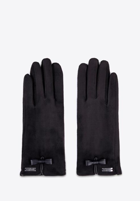 Mănuși de damă cu fundă, negru, 39-6P-016-B-S/M, Fotografie 3