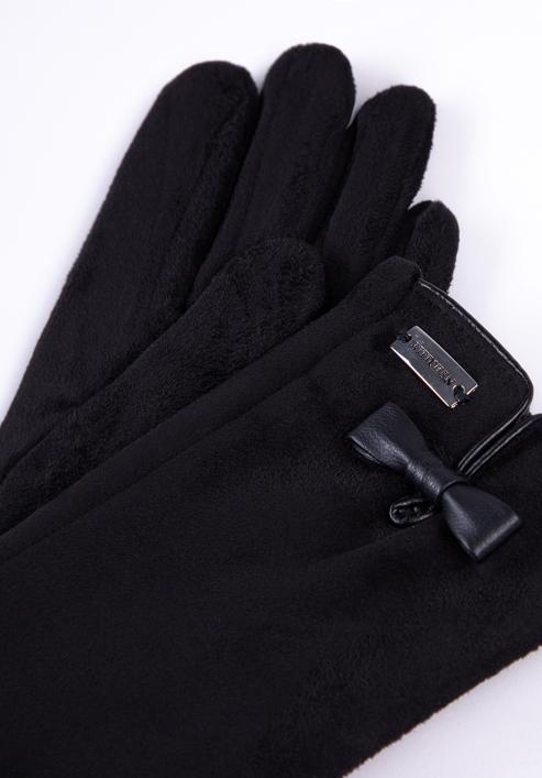 Mănuși de damă cu fundă, negru, 39-6P-016-B-S/M, Fotografie 4