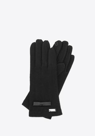 Mănuși de damă cu fundiță, negru, 47-6-202-1-S, Fotografie 1