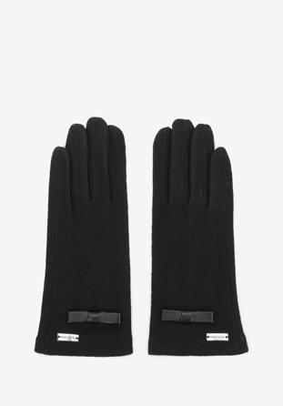 Mănuși de damă cu fundiță, negru, 47-6-202-1-XS, Fotografie 1