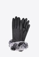 Mănuși de damă cu manșete striate, negru, 39-6P-020-B-M/L, Fotografie 1