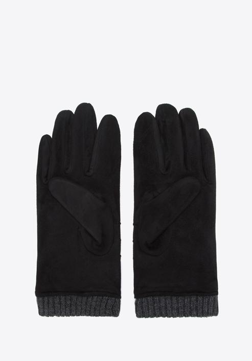 Mănuși de damă cu manșete striate, negru, 39-6P-020-1-M/L, Fotografie 2