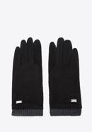 Mănuși de damă cu manșete striate, negru, 39-6P-020-1-M/L, Fotografie 3