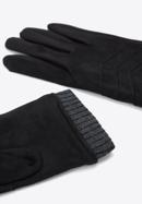 Mănuși de damă cu manșete striate, negru, 39-6P-020-B-S/M, Fotografie 4