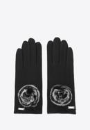Mănuși de damă cu puf, negru, 47-6-118-2-U, Fotografie 2