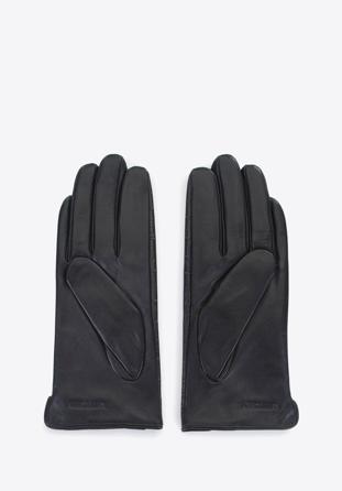 Mănuși de damă din piele croco, negru, 39-6-650-1-L, Fotografie 1