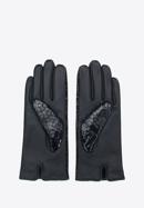 Mănuși de damă din piele croco, negru, 39-6A-010-1-L, Fotografie 2