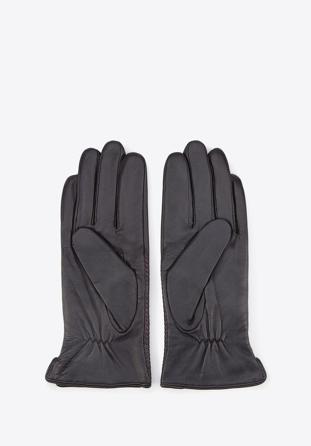 Mănuși de damă din piele cu cusături oblice, negru, 39-6-567-1-X, Fotografie 1