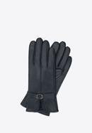 Mănuși de damă din piele cu decupaj și cataramă, negru, 39-6A-005-7-M, Fotografie 1