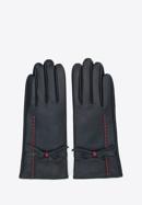 Mănuși de damă din piele cu fundă și cusături, negru, 39-6A-006-1-S, Fotografie 3