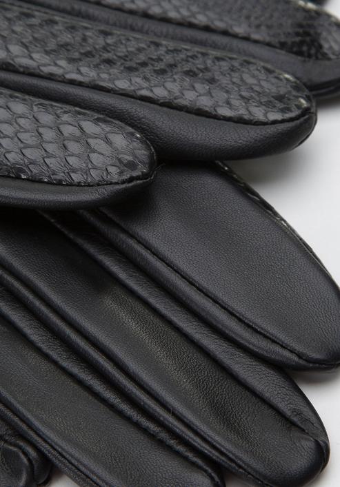 Mănuși de damă din piele de mașină, clasice, negru, 46-6A-002-1-M, Fotografie 4