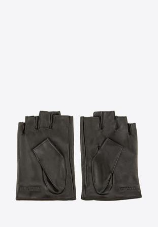 Mănuși de damă din piele fără degete cu perforații, negru, 46-6-303-1-M, Fotografie 1