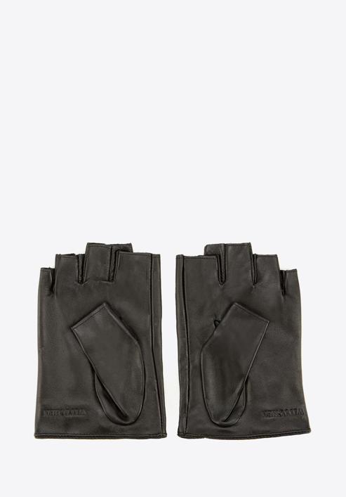 Mănuși de damă din piele fără degete cu perforații, negru, 46-6-303-1-M, Fotografie 2