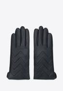Mănuși de damă din piele matlasată în zig-zag, negru, 39-6A-008-2-M, Fotografie 3