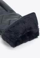 Mănuși de damă din piele matlasată în zig-zag, negru, 39-6A-008-2-L, Fotografie 4